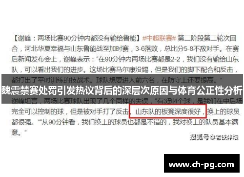 魏震禁赛处罚引发热议背后的深层次原因与体育公正性分析